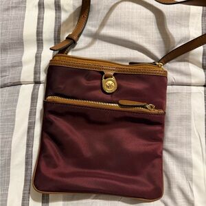 Michael Kors Wine and Tan Crossbody Bag